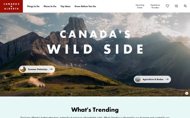 Screenshot of travelalberta.com