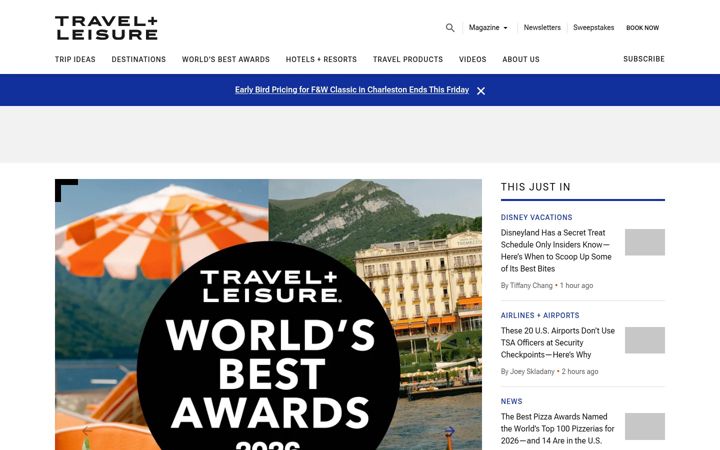 Screenshot di travelandleisure.com