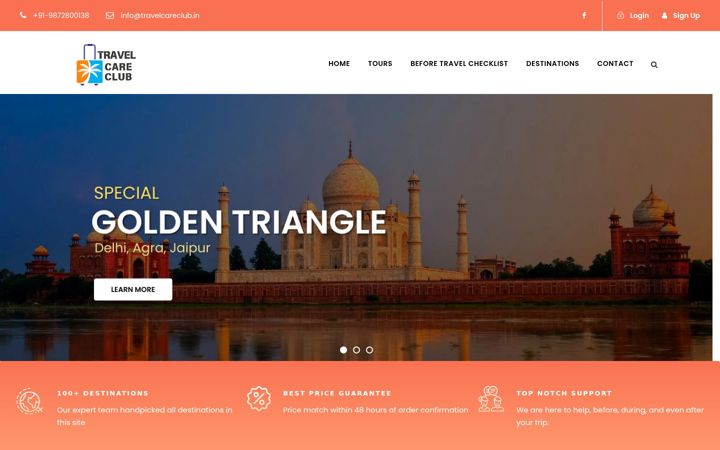 Screenshot of travelcareclub.in
