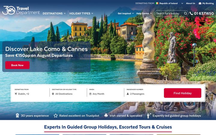 Screenshot of traveldepartment.com