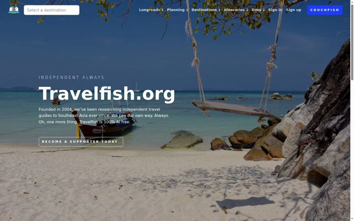 Screenshot of travelfish.org