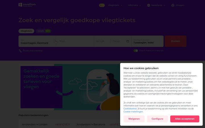 Screenshot of travelfrom.nl