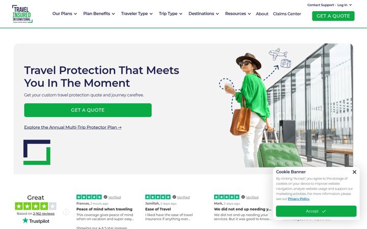 Screenshot of travelinsured.com