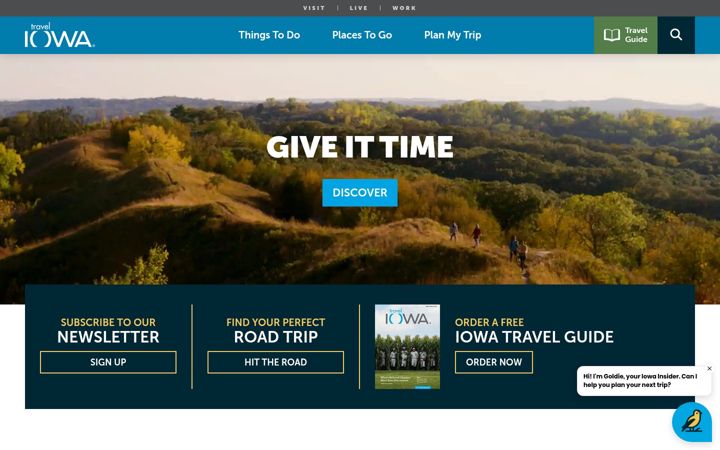 Screenshot of traveliowa.com