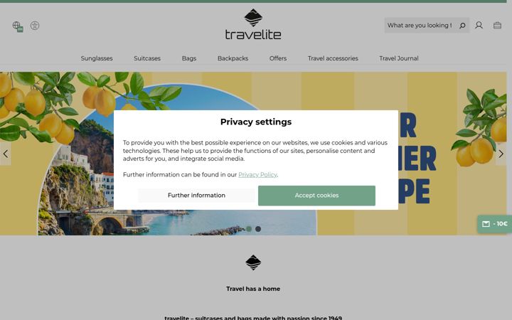 Posnetek zaslona travelite.com