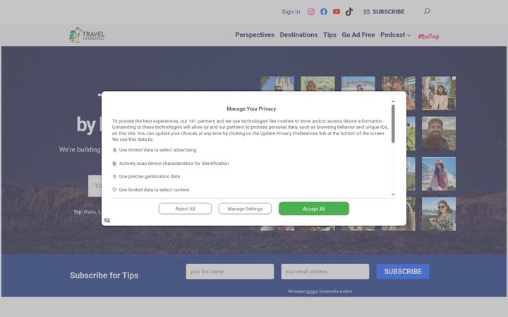 Screenshot of travellemming.com