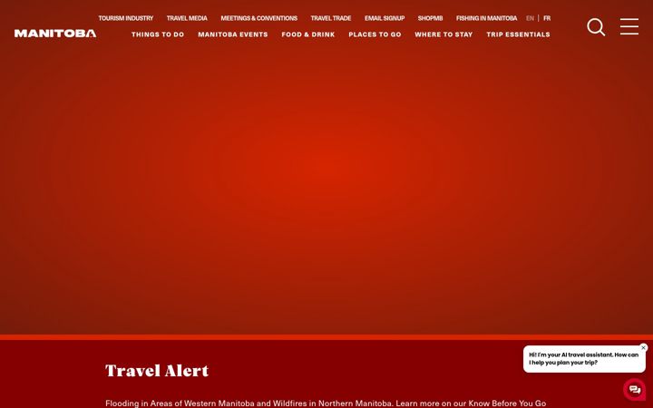 Screenshot of travelmanitoba.com
