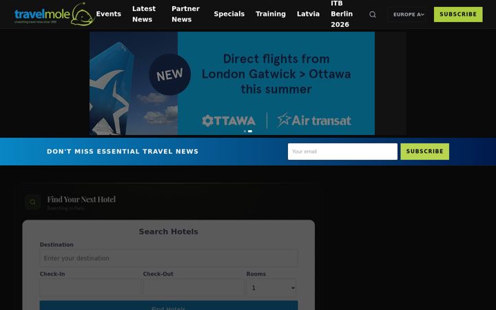 Screenshot of travelmole.com