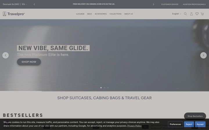 Screenshot of travelpro.com