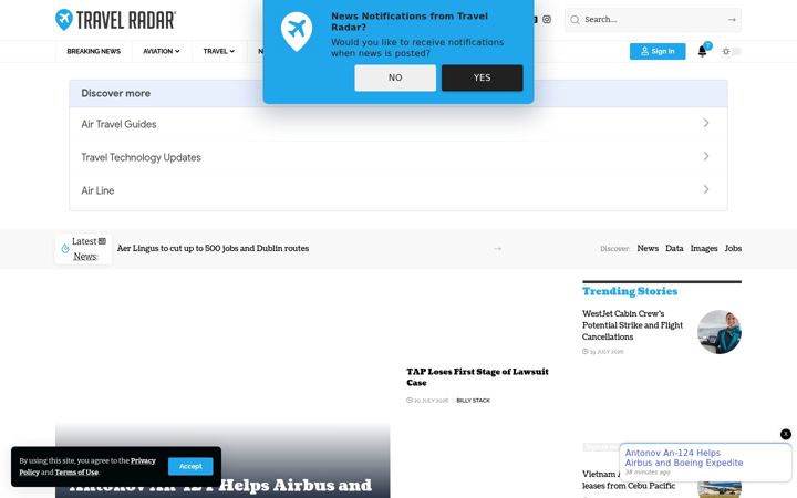 Screenshot of travelradar.aero