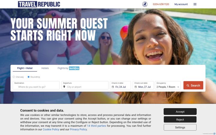 Screenshot von travelrepublic.co.uk