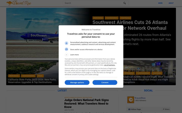 Screenshot of travelroo.com