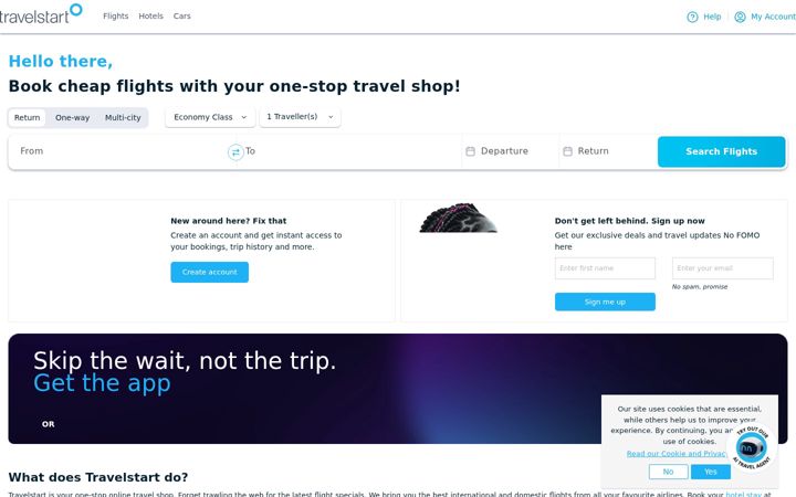 Screenshot of travelstart.com