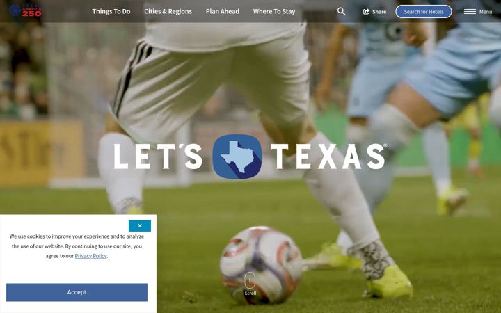 Screenshot stránky traveltexas.com