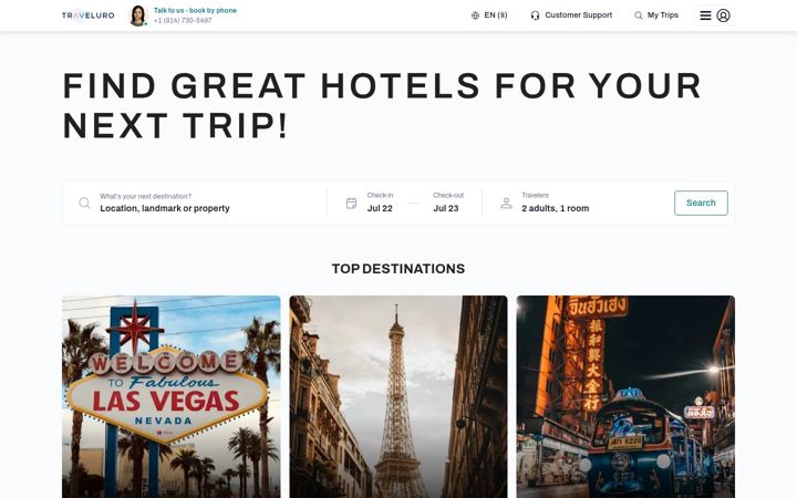 Skærmbillede af traveluro.com