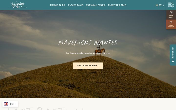 Screenshot of travelwyoming.com