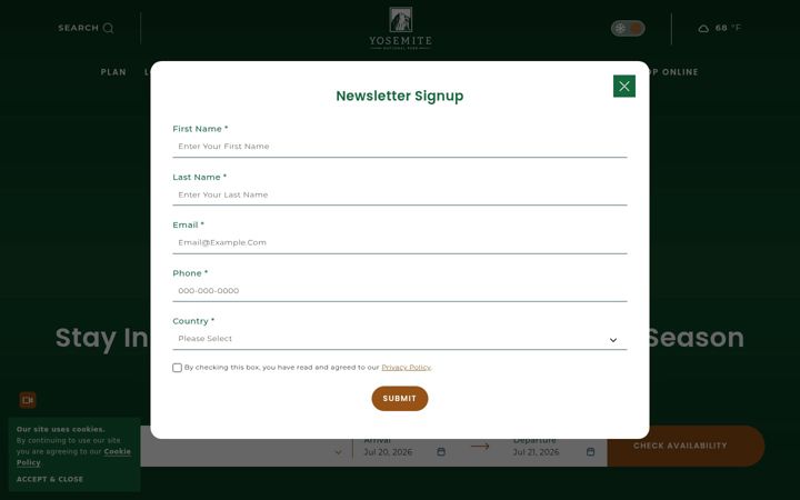 Screenshot of travelyosemite.com