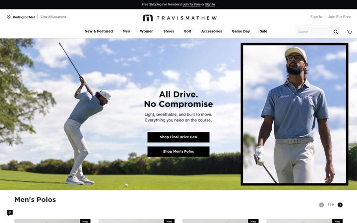 Screenshot of travismathew.com