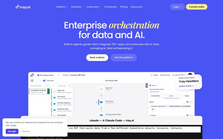 Ekraanipilt saidist tray.io