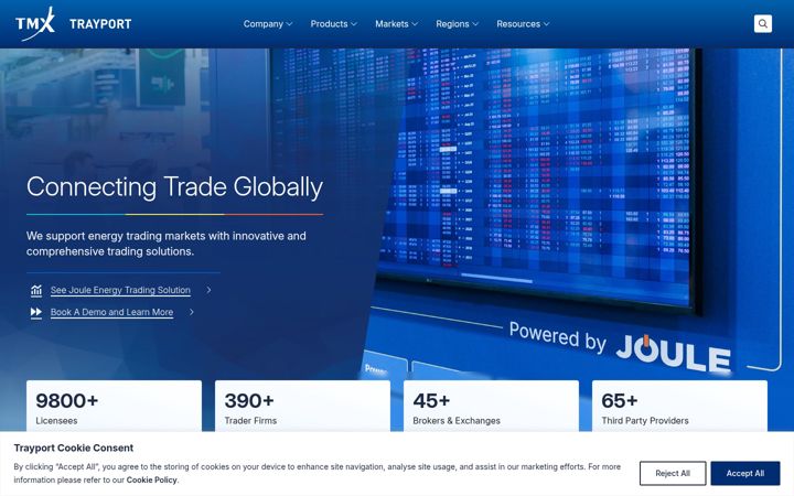 Screenshot of trayport.com