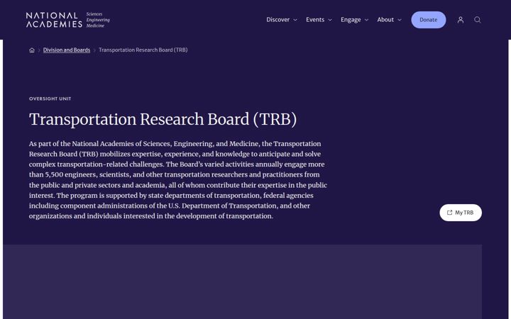 Screenshot van trb.org