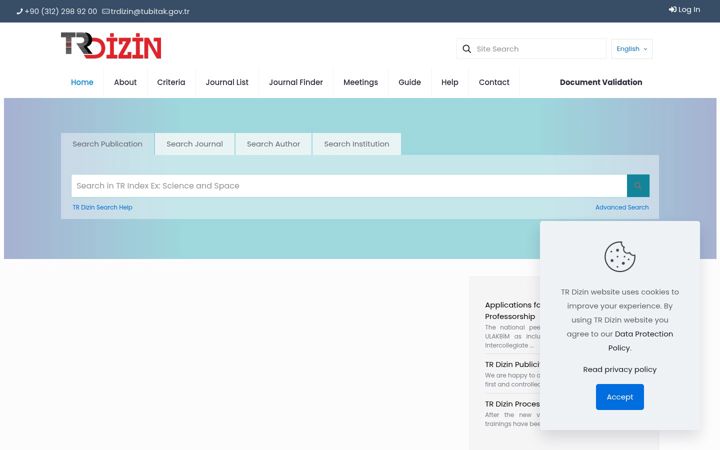 Kuvakaappaus sivustosta trdizin.gov.tr