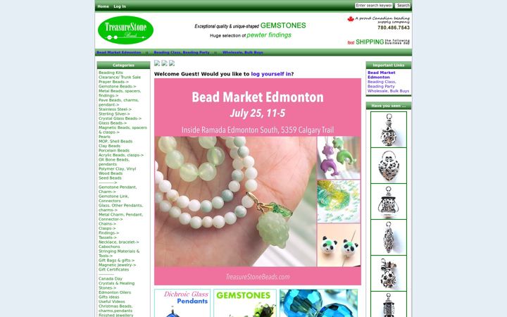 Screenshot of treasurestonebeads.com
