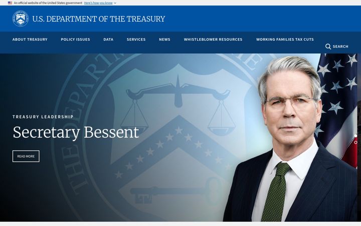 Screenshot di treasury.gov