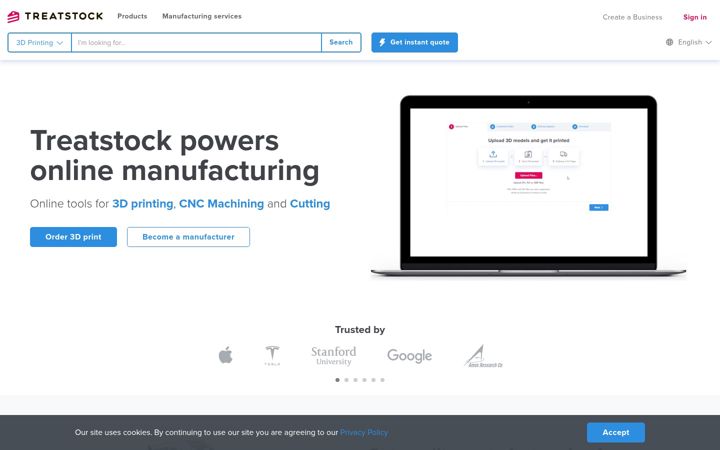 Screenshot von treatstock.com