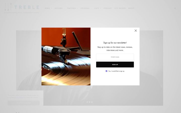 Screenshot of treblezine.com