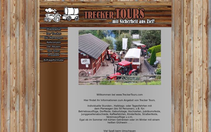 Screenshot of treckertours.com
