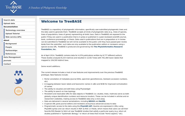 Screenshot stránky treebase.org