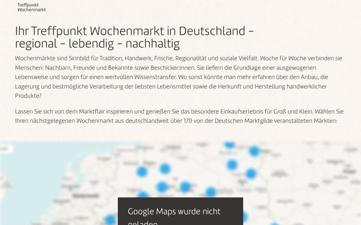 Kuvakaappaus sivustosta treffpunkt-wochenmarkt.de