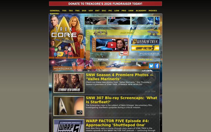 Screenshot of trekcore.com
