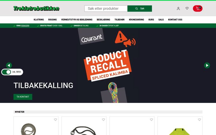 Screenshot stránky treklatrebutikken.no