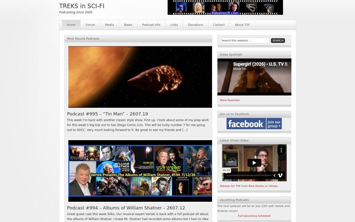 Screenshot του treksinscifi.com