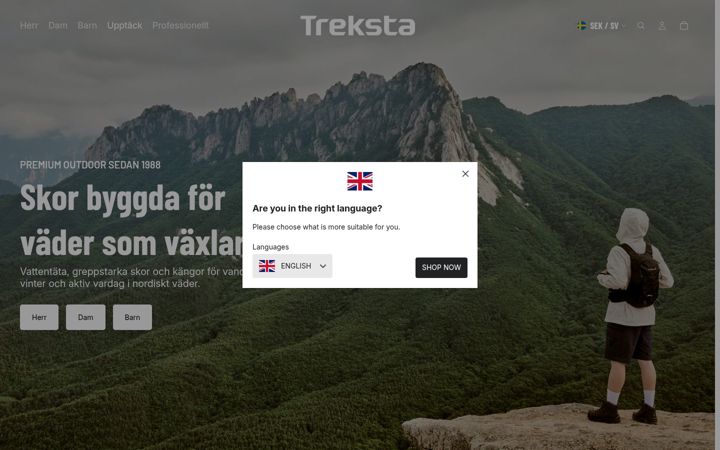 Skjermbilde av treksta.se