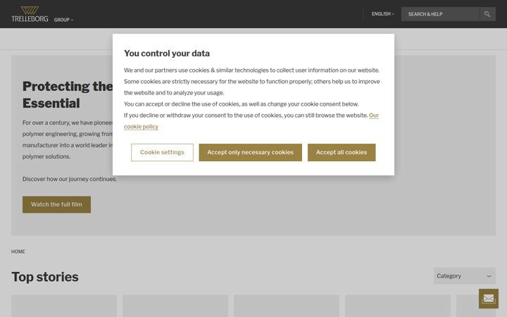 Screenshot of trelleborg.com