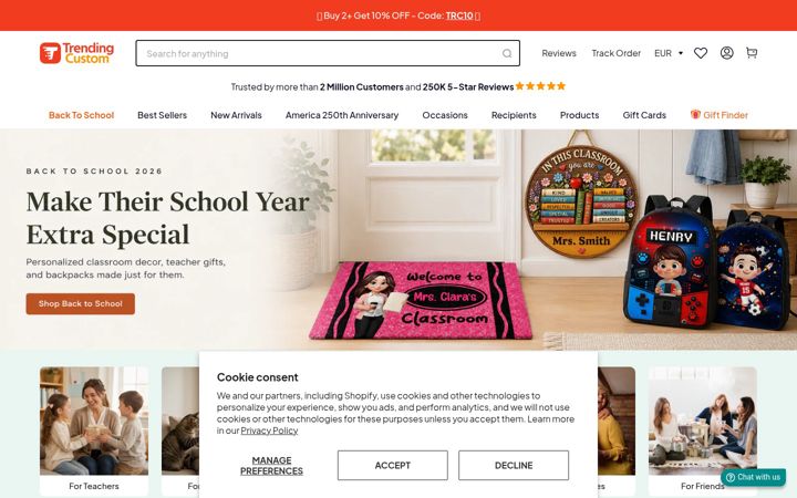 Ekrānuzņēmums no trendingcustom.com
