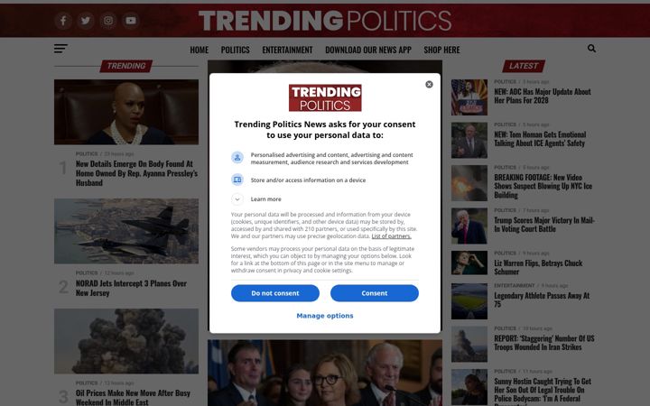 Screenshot of trendingpoliticsnews.com