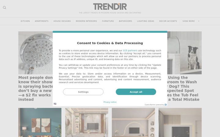 Screenshot of trendir.com