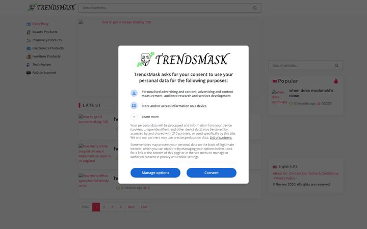 Snímek obrazovky trendsmask.com