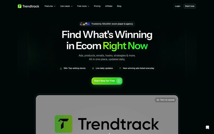 Kuvakaappaus sivustosta trendtrack.io