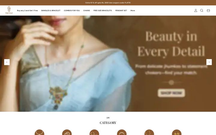 Screenshot of trendzjewellery.com