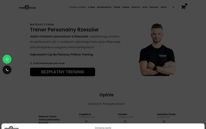 Zrzut ekranu trenermateusz.pl