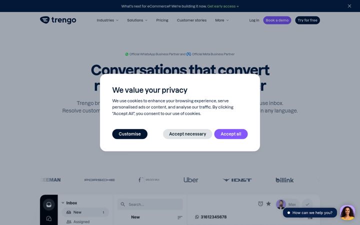 Screenshot of trengo.eu