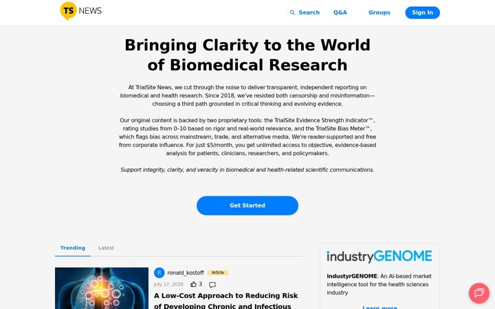 Screenshot of trialsitenews.com