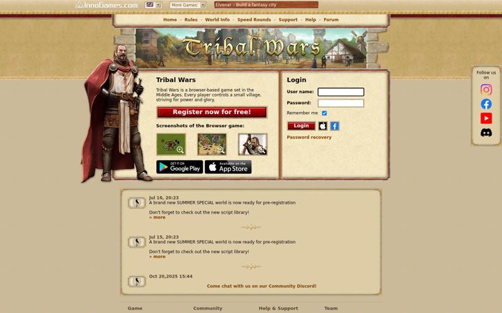 Screenshot of tribalwars.co.uk