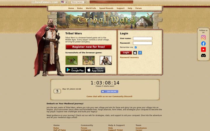 Screenshot of tribalwars.us