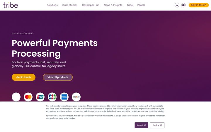 Screenshot of tribepayments.com